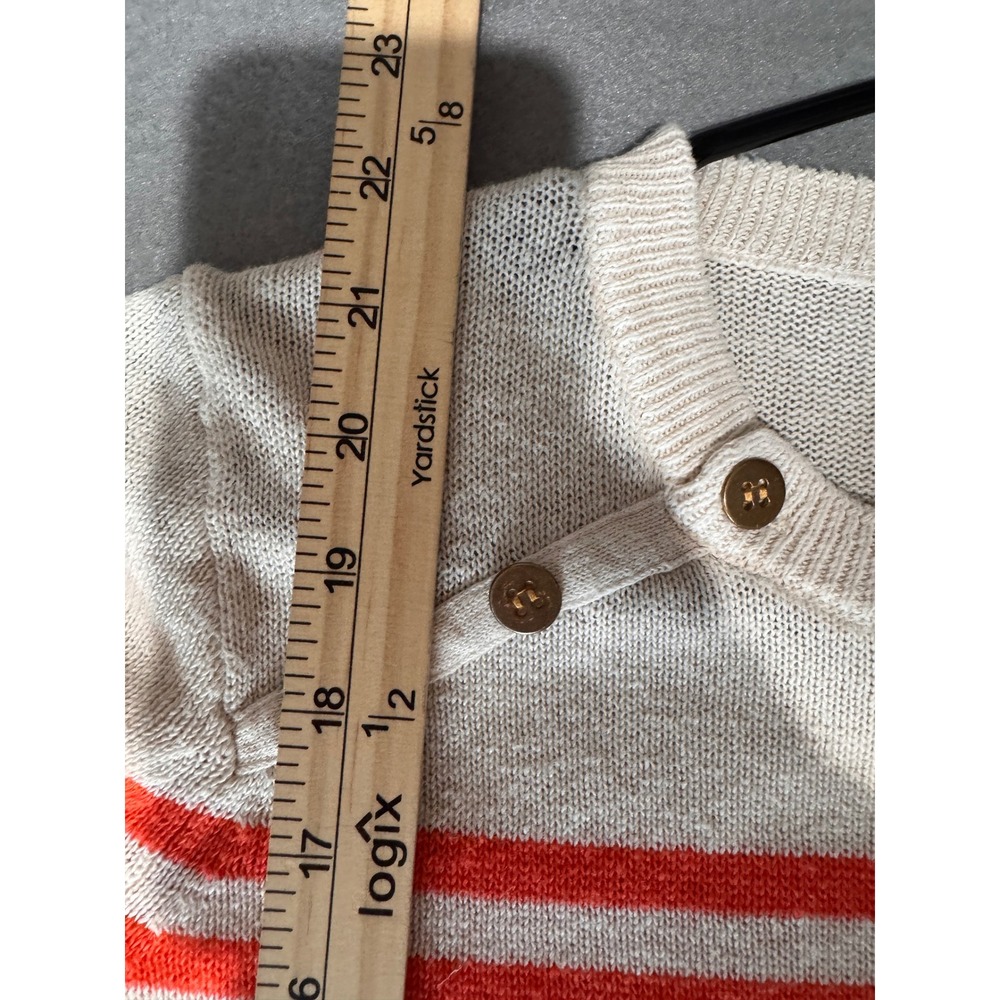 J.Crew Women's Linen Cotton Red Stripe Sweater Button Shoulder Size S - Picture 6 of 7